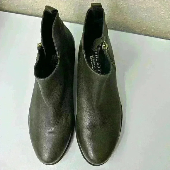 Eric Michael London Womens Leather Stacked Heel Ankle Booties Green Size 37 - Picture 2 of 9